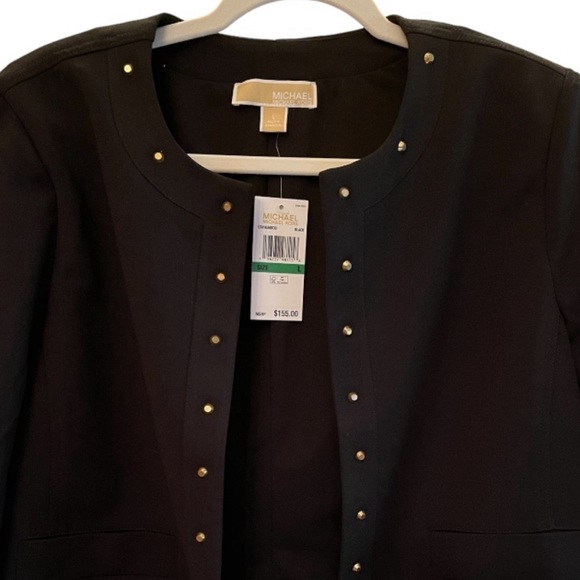 NWT Michael Kors Black Jacket With Gold Stud Detail. Size Large - Picture 2 of 15